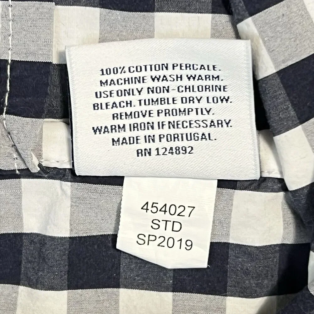 Serena & Lily Full Flat Sheet Pillow Case Set Gingham Navy White Buffalo Check